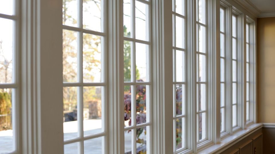 Series of Picture windows with white grids
