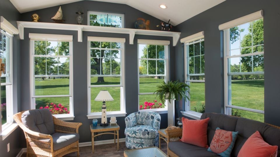 Breakfast Room with Joyce White Double Hung Windows