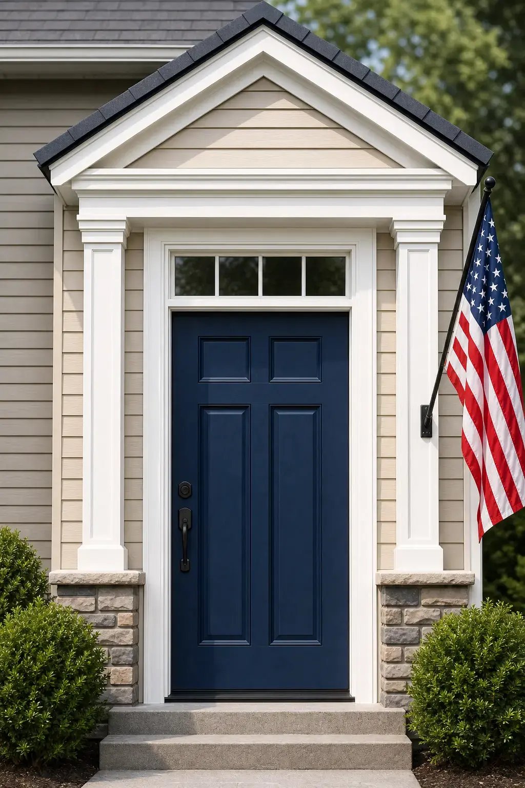 Front Door with American Flag