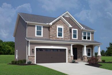 Vinyl Siding with stone accent pillars