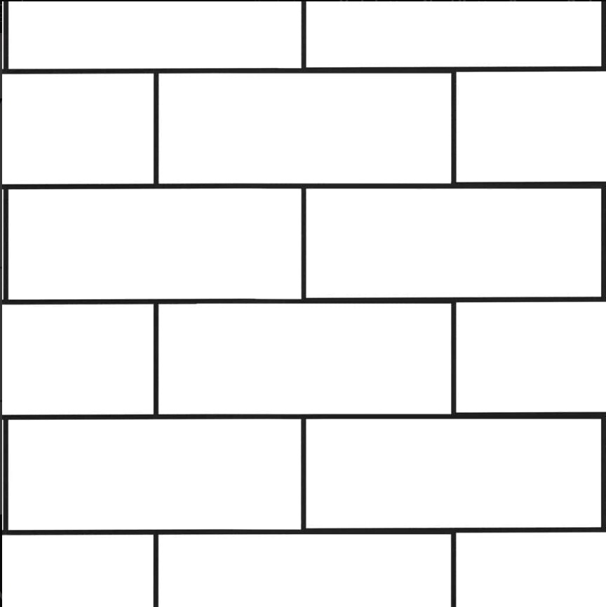 3 by 8 simtile with black grout pattern