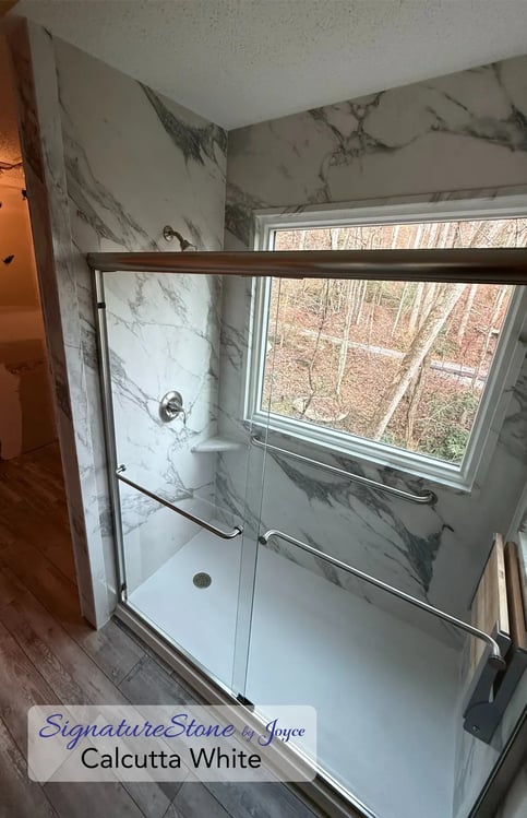 Calcutta White SignatureStone Shower with Window