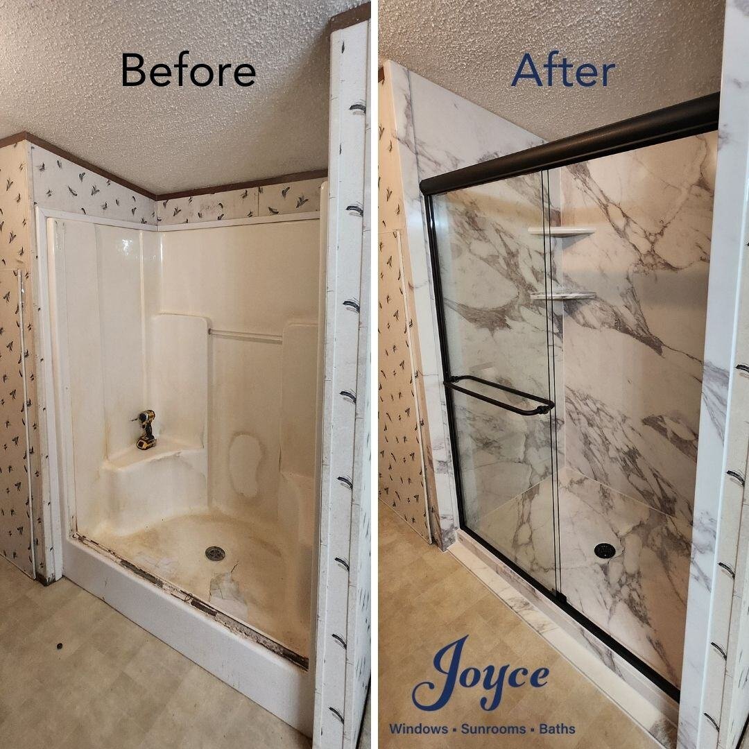 Shower before and after