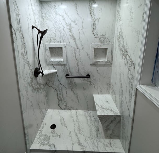 White Pearl with Bronze Fixtures