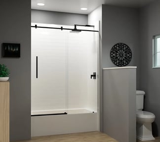 White subway with black fixtures