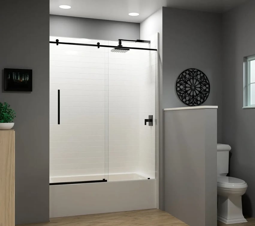 White subway with black fixtures
