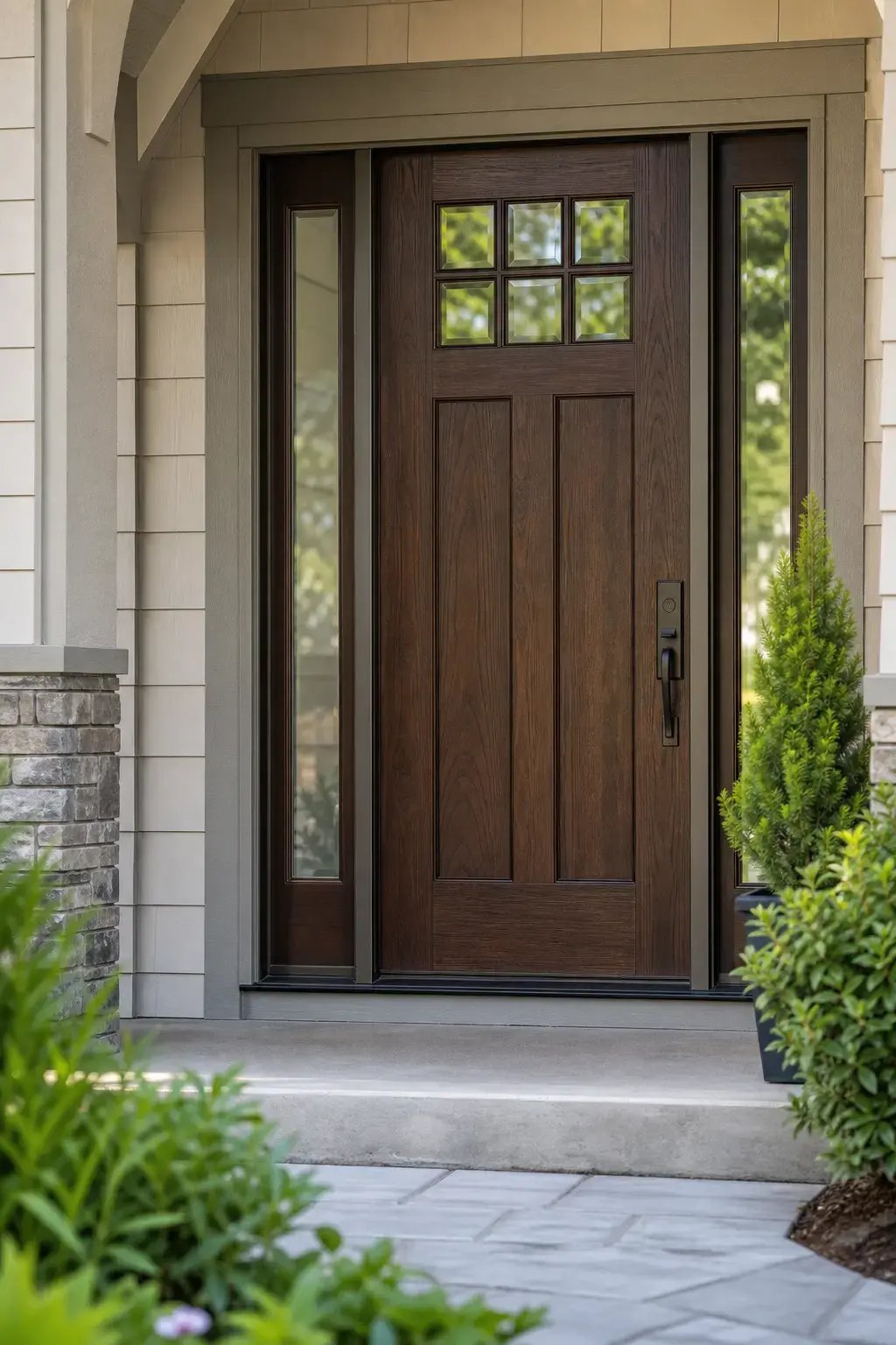 Fiberglass Front Door with Sidelites Summer Portrait