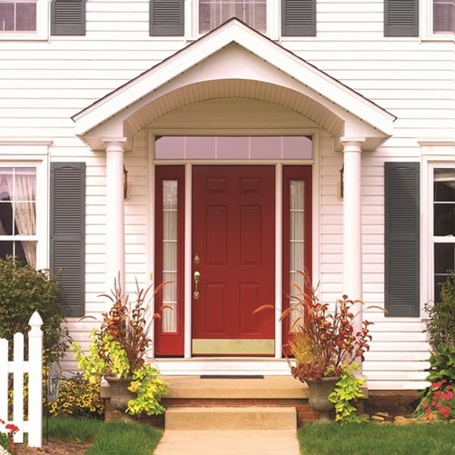 Red Entry Door with Portico