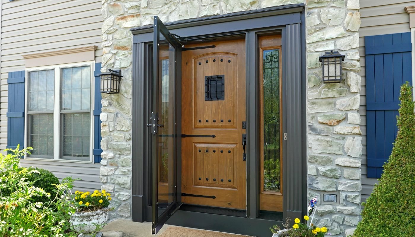 Entry door with black storm door