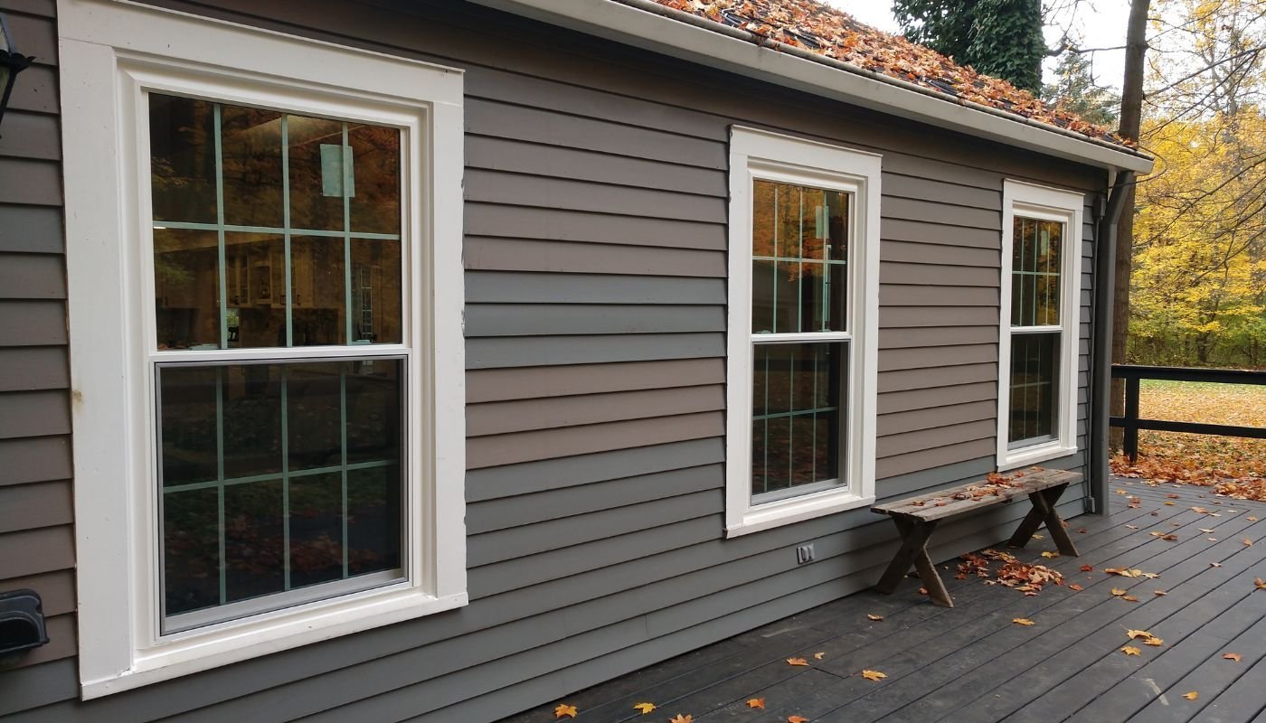 House with white double hung windows and white grids