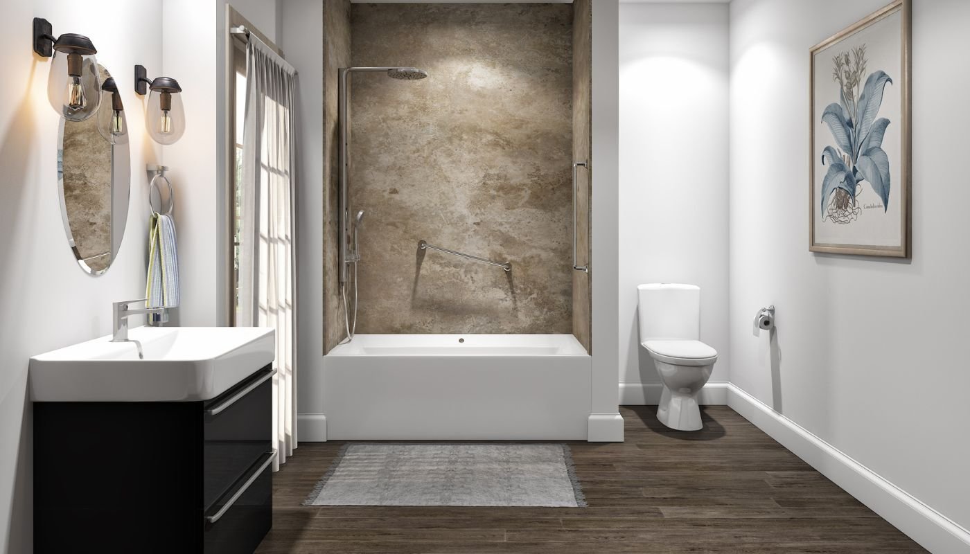 Mocha Travertine Bathtub Replacement