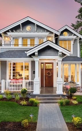 Front Door of House with Replacement Windows